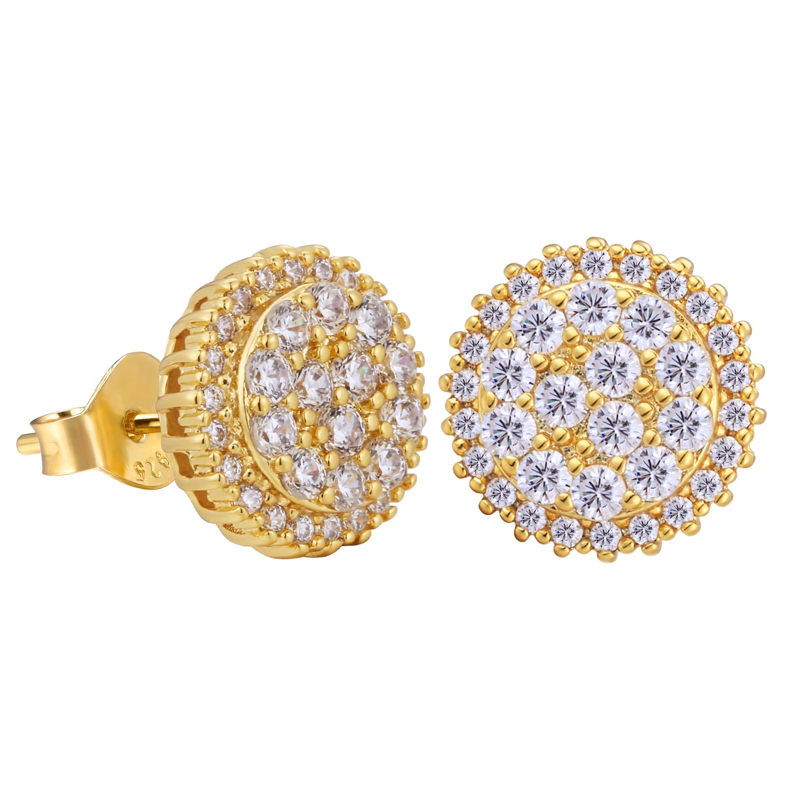 VEXXS Herren Ohrringe Silber 925, 18K Gold/Weißgold beschichtet Männer Ohrringe, 5A Zirkonia Iced Out Ohrstecker, Diamond Earrings For Men,Schmuck Geschenk für Herren Damen Männer