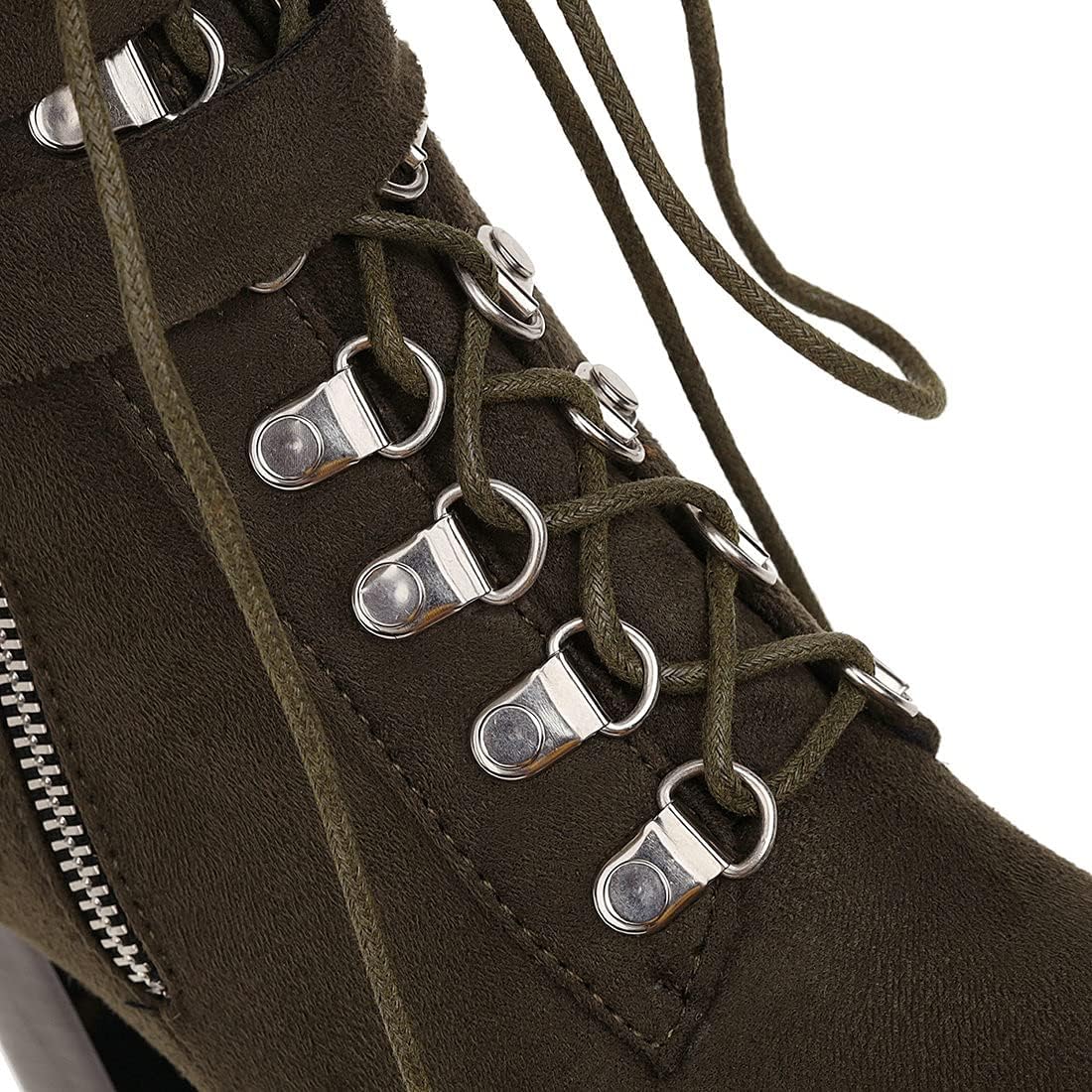 Agodor Women's Goth Platform Combat Booties Lace up Round Toe Chunky High Heel Gothic Ankle Boots - Image 4