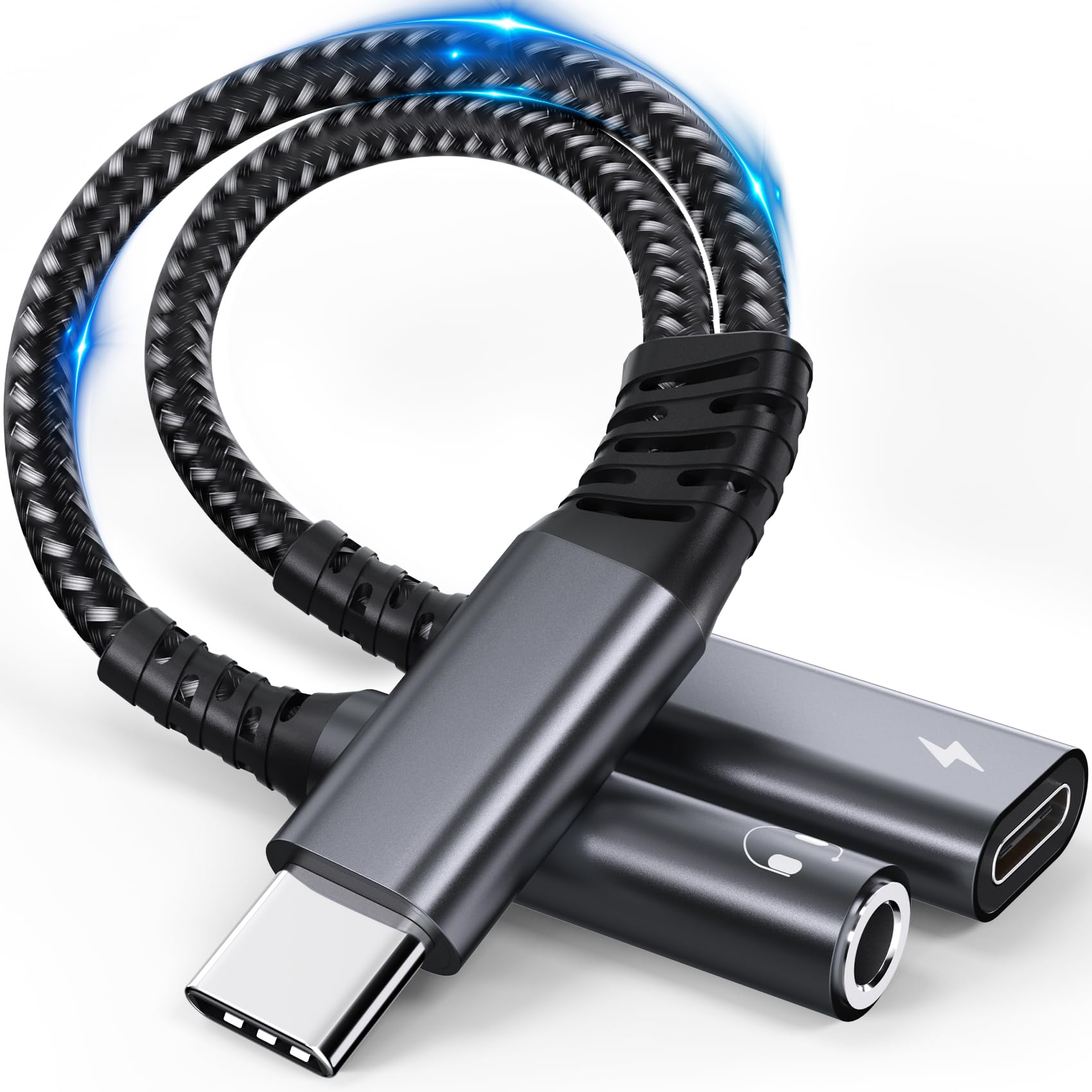 Adattatore USB C a Jack 3.5mm 2 in 1 con Ricarica Rapida PD 60W per iPhone 16/15 Pro Max Samsung S24 Ultra