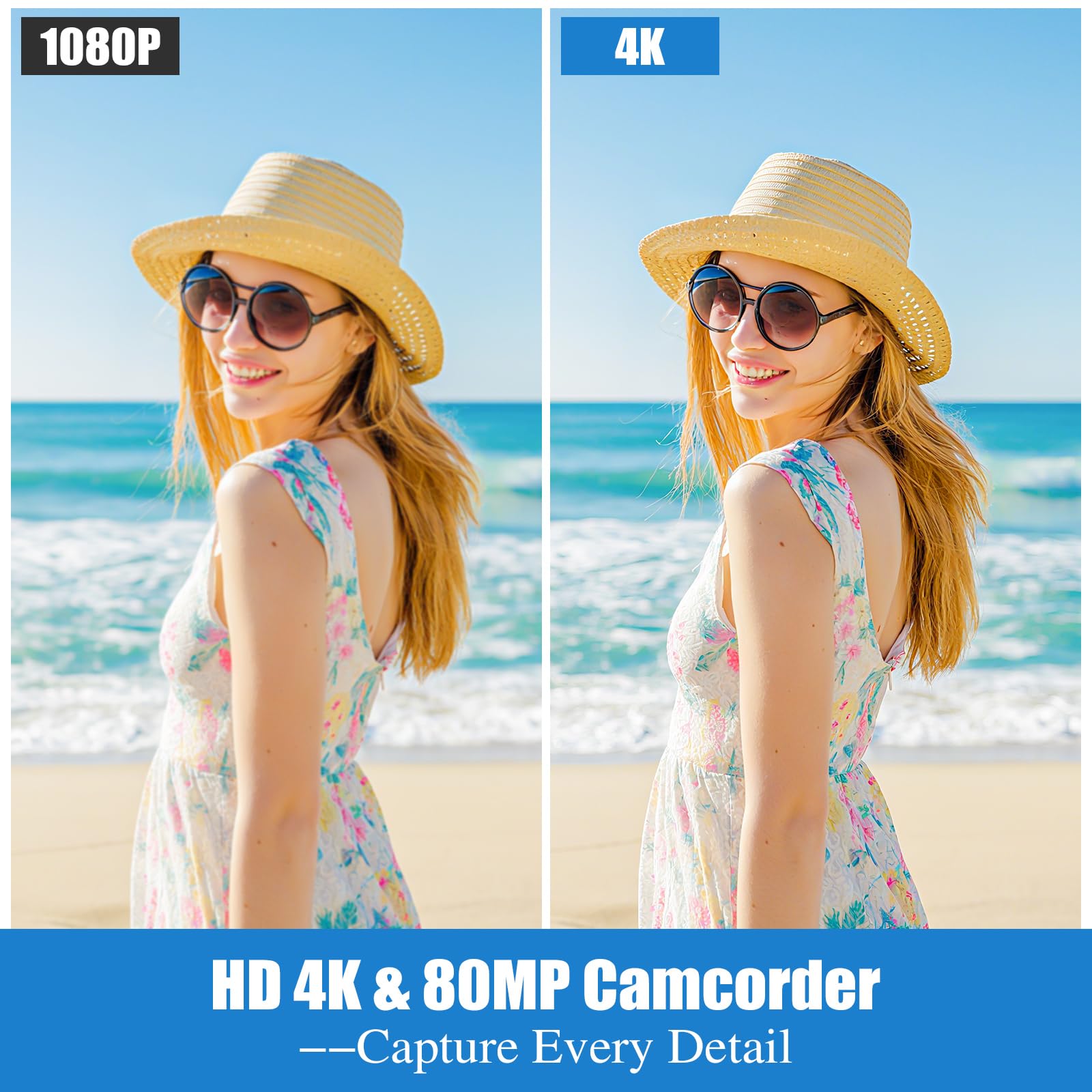 Videocamera 4K, 80 MP, HD, per YouTube, con visione notturna IR, zoom digitale 18x, schermo IPS da 3 pollici, scheda SD, 2 batterie