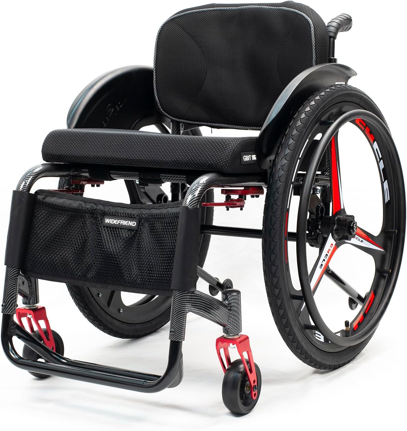Sports and Leisure Wheelchairs for Adults, Transport Wheelchair Lightweight with Double Brake, Self-propelled Aluminum Alloy Portable Manual Wheel Chair,Prevent Rear Tilt(Seat width 43cm/16.9 inches,A