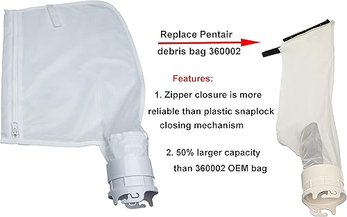 Miniatura 2 de ATIE Bolsa de malla fina para limpiador de piscinas con cierre de cremallera, compatible con Pentair Kreepy Krauly Legend, Platinum, Letro Pool