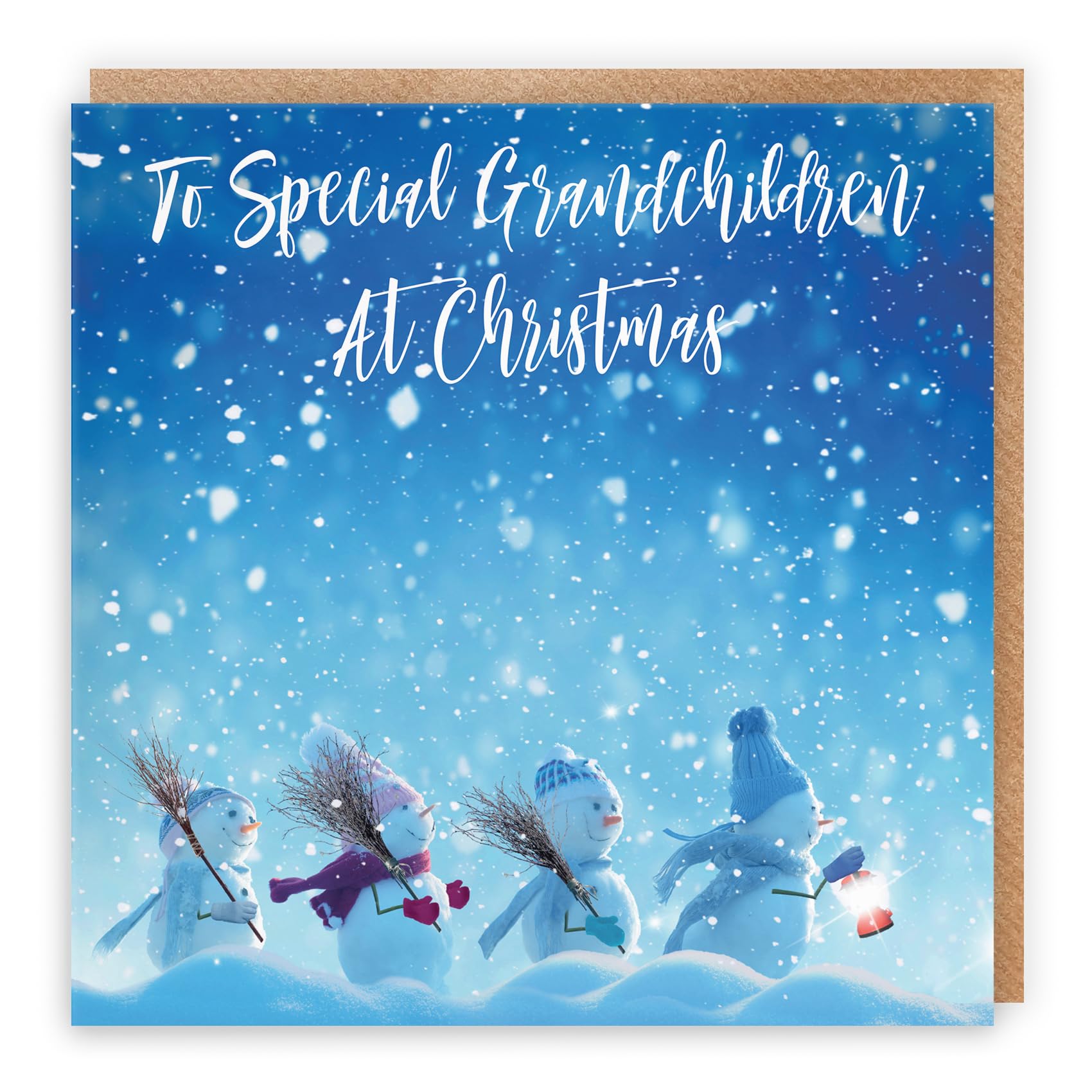 Hunts England - Grandchildren Christmas Card - To Special Grandchildren At Christmas - Snow People Collection - Fun Card