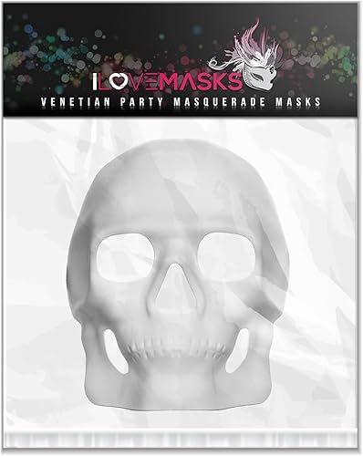 Miniatura 2 de ILOVEMASKS - Máscara de Halloween con diseño de calavera para el día de los muertos, color blanco