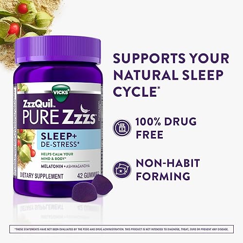 Miniatura 3 de Vicks ZzzQuil Pure Zzzs Gomitas de melatonina para la ayuda del sueño con sabor natural, 42, 1