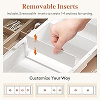 Vista 5 de Lifewit Sliding Makeup Drawer Organizer, Fits 13-20" Deep Drawers, Extendable Hanging Divider, 1.8" High Plastic Tray for Vanity, Office, Kitchen