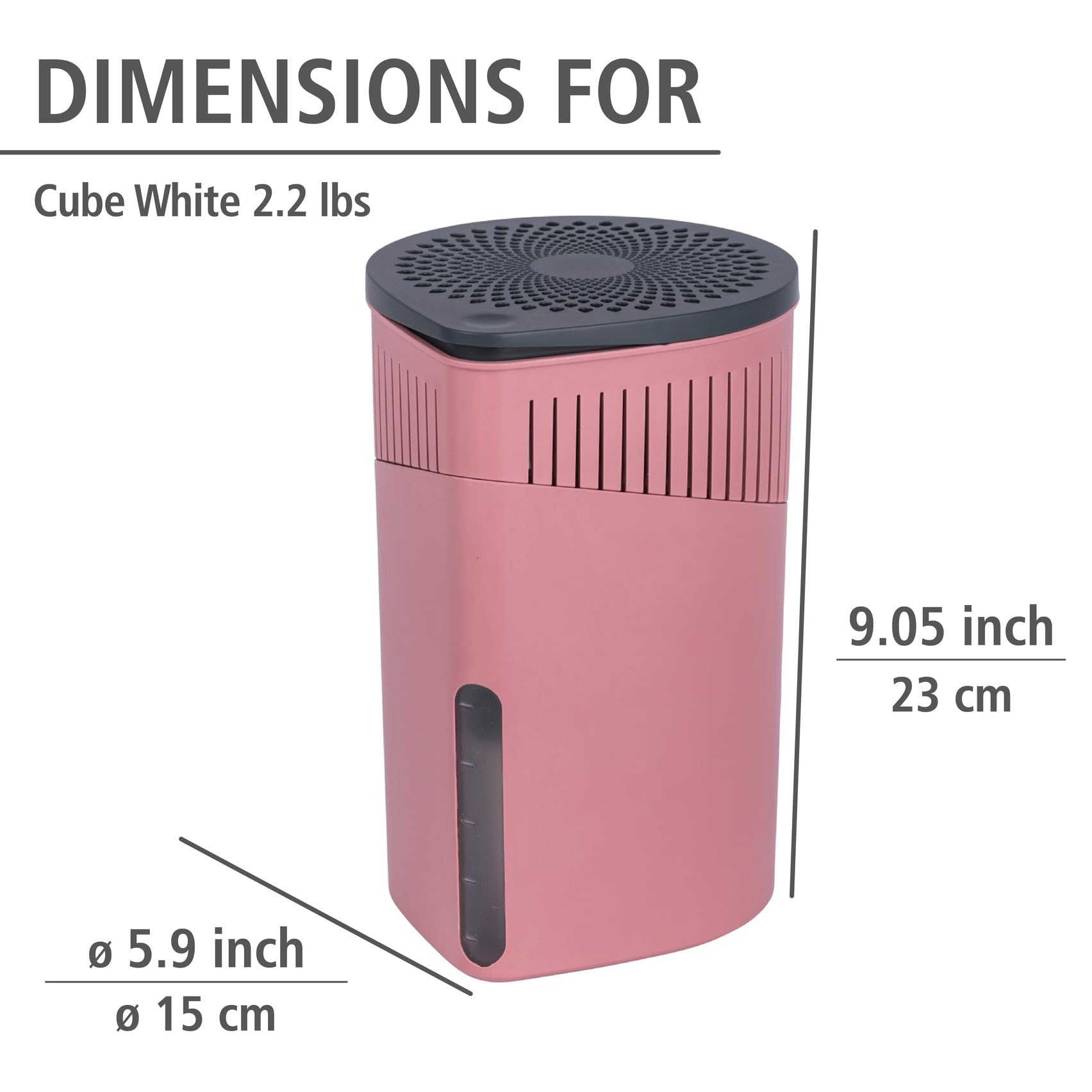 WENKO Deshumificador Drop 1000 g rosa Capacidad: 1.6 l, Plástico (ABS), 15 x 23 x 15 cm, Rosa