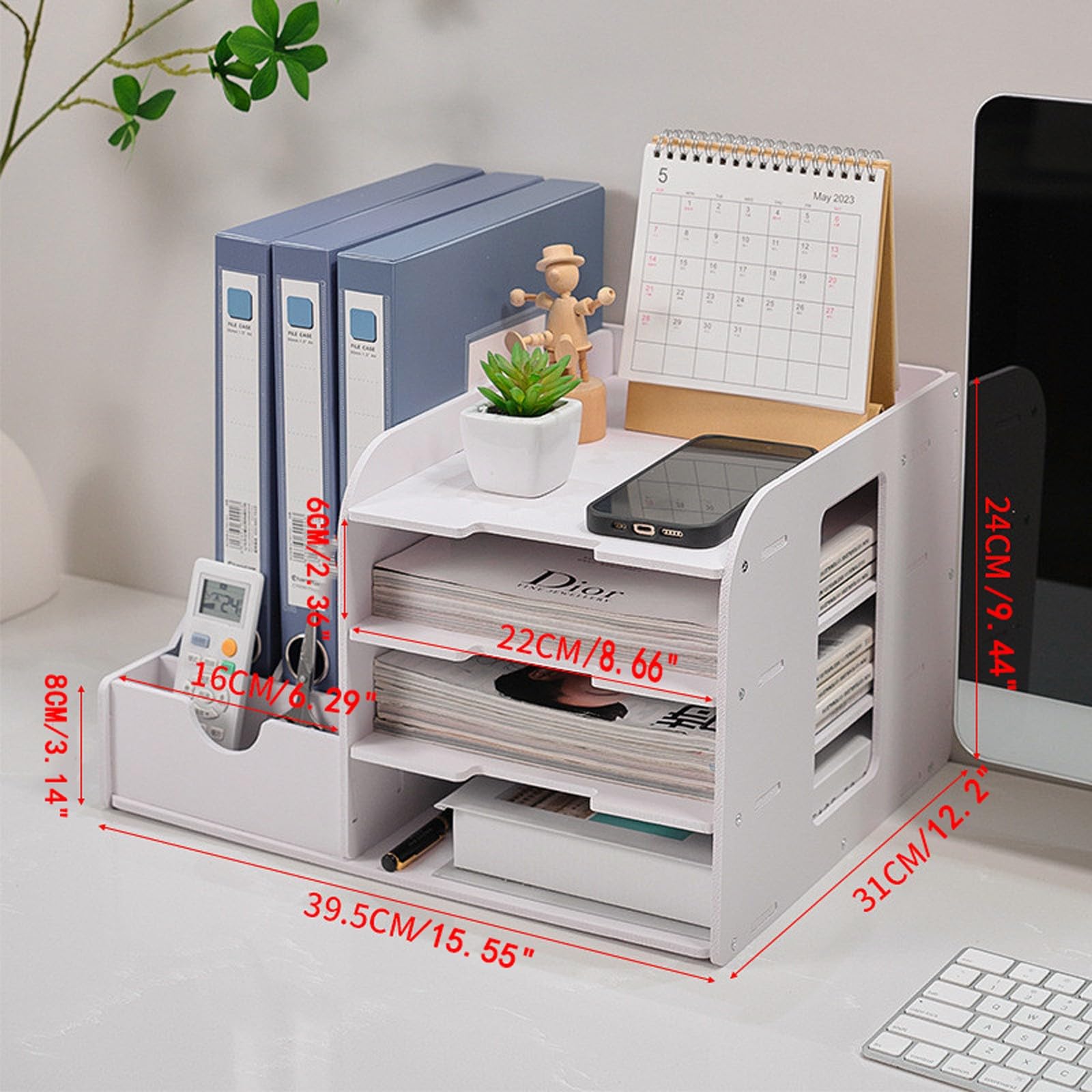 Organizer na papier biurkowy do wielopoziomowego przechowywania dokumentów, sorter poczty do prac domowych, arkuszy papieru w klasie, biurko (4-poziomowy_C)
