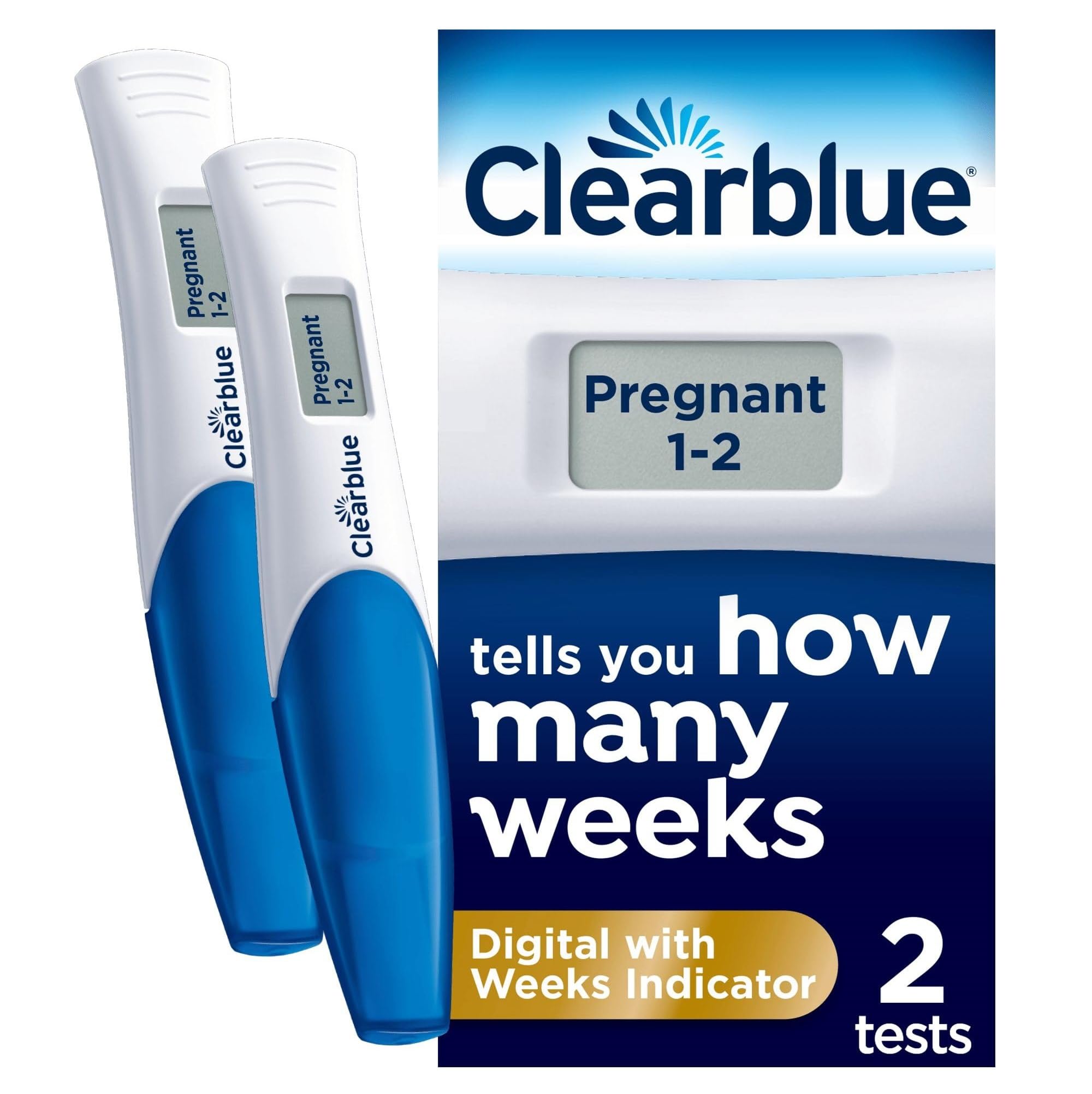 Digital Pregnancy Test with Weeks Indicator, Precisely Shows How Many Weeks, 2ct