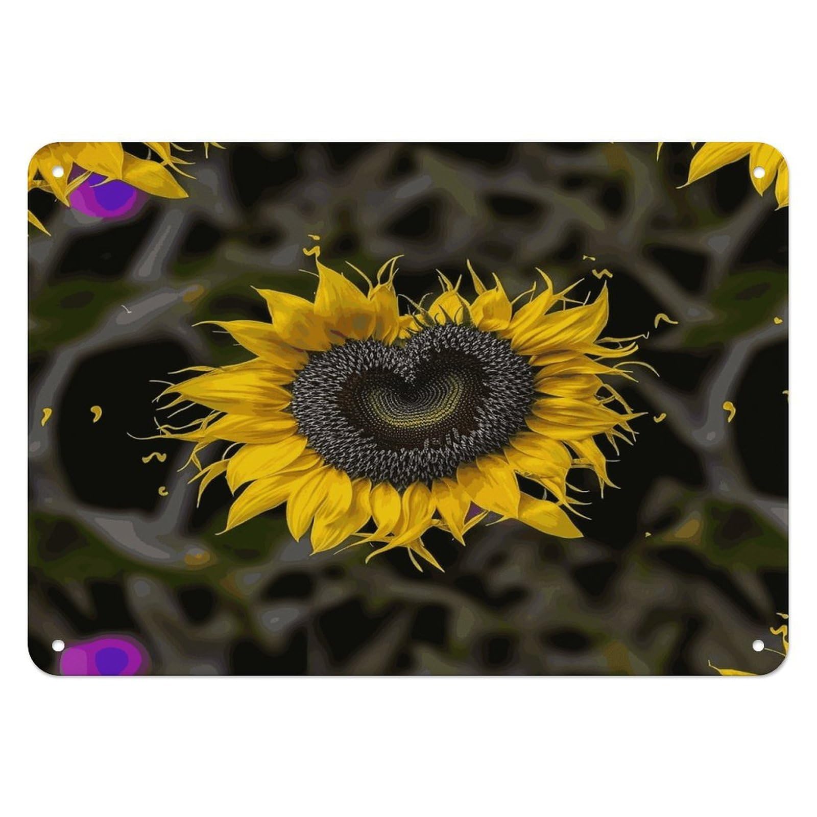 Btcowzrv Style Heart Shaped Sunflower Metal Sign, 5.5" X 7.9" Tin Wall Decor, Wall Art Plaques For Home Wedding Decor Room Living Room Decoration