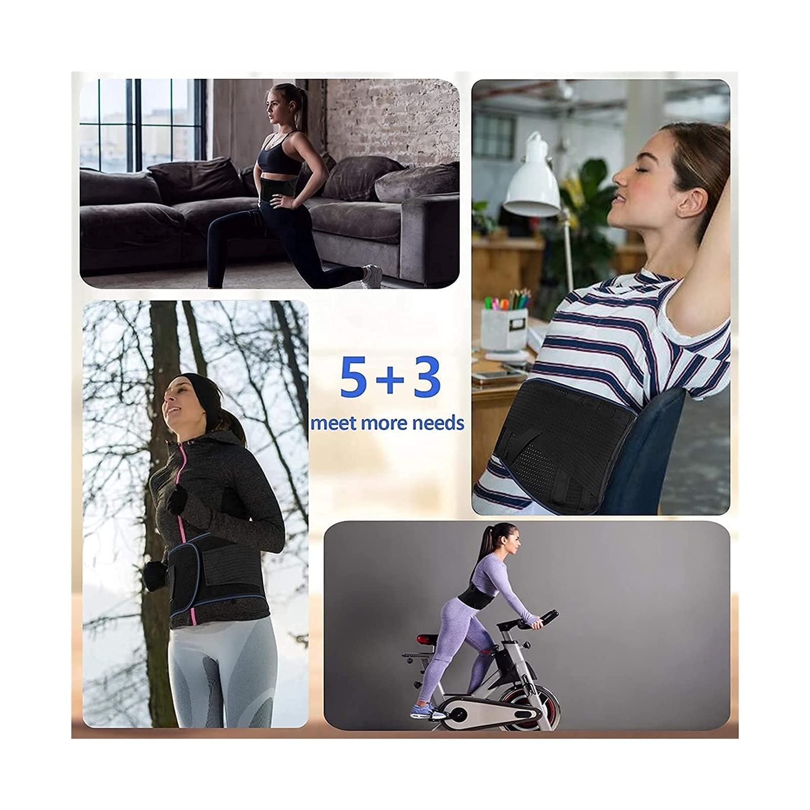 Cinturón de apoyo para la espalda lumbar para hombres y mujeres Cinturón transpirable para la parte inferior de la espalda con almohadilla lumbar Alivio inmediato del dolor de espalda (Negro L)