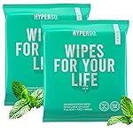 HyperGo XL Body Wipes for Women & Men - 12 x12 Rinse-Free Full Body Cleansing Wipes 2-20 Count Packs - Mint | Biodegradable, Hypoallergenic, Aloe-Infused | Gym, Festival, Camping Essentials
