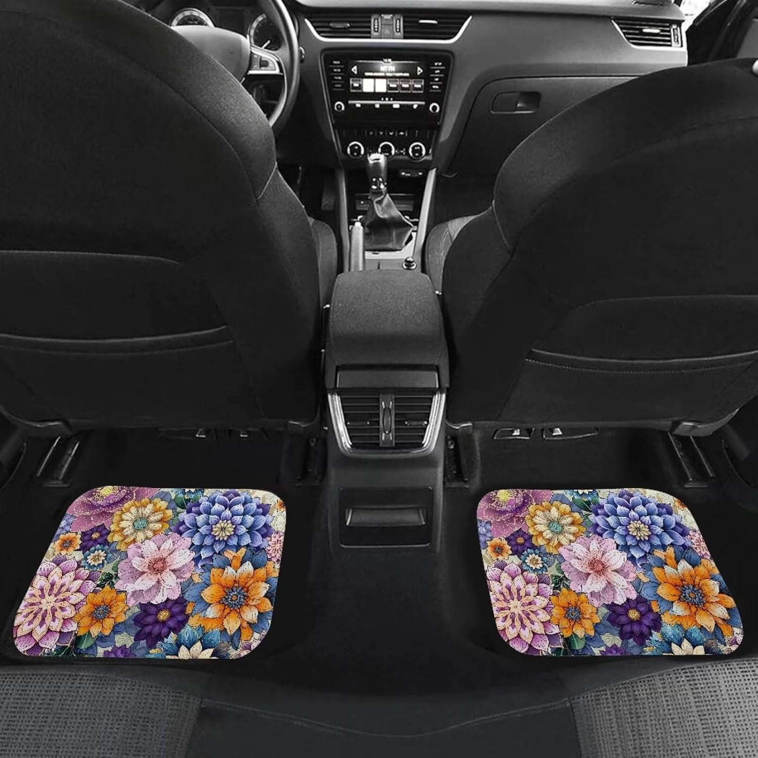Automotive Floor Mat 4Pcs Boho Mandala Car Accessories for Men Women,Universal Fit Durable Car Mat Foot Carpet Non-Slip Car Mats Vehicle Interior Protection Accessory