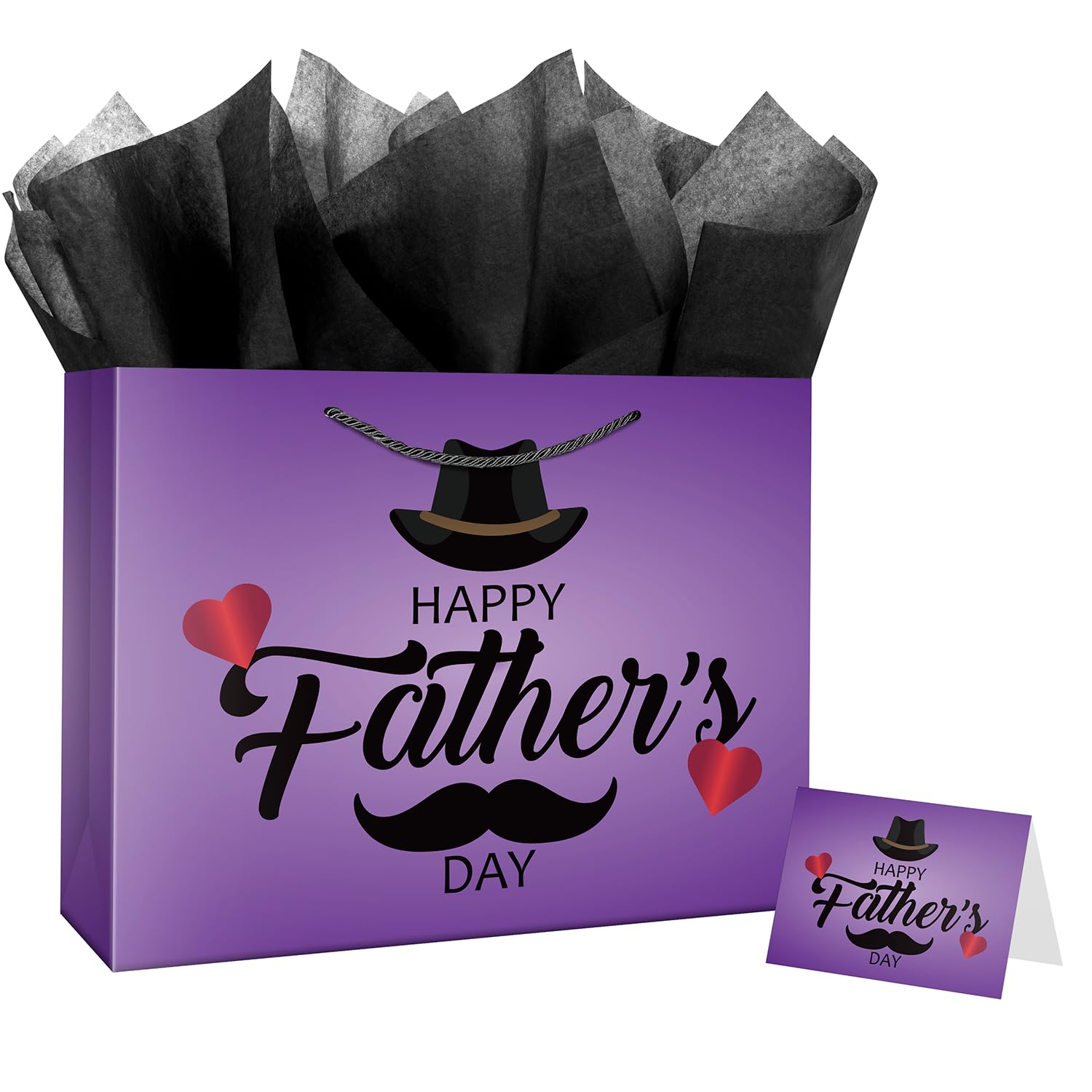 Linelglobal Happy Father's Day Gift Bag Set - 15.6" Premium Large Gift Bag with Wrapping Paper for Dad