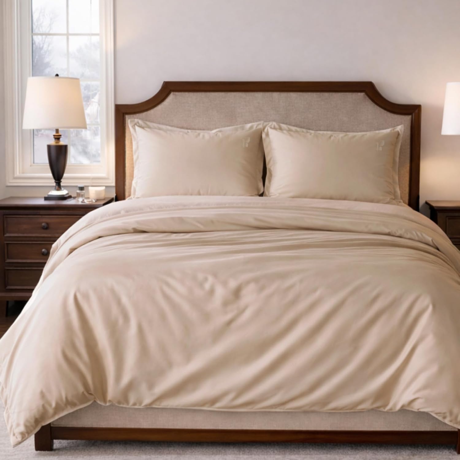 100% Eucalyptus Tencel Duvet Cover King, Luxury Cooling Comforter Cover Set, 4 Corner Loops, 1 Oversized Hotel Duvet Cover, 2 Shams, Silky Soft Lightweight (Oat Milk, 3PC King)