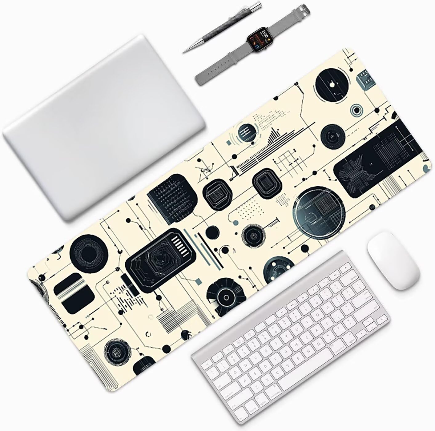 Lpfieonn Einfach Großes Schreibtischunterlage, XXL Schreibtischunterlagen, Beige XXL Wasserdicht Gaming Mousepad mit Vernähter Rand und Rutschfeste Gummibasis, für Laptop/Hause/Büro 120x60cm PF-1879