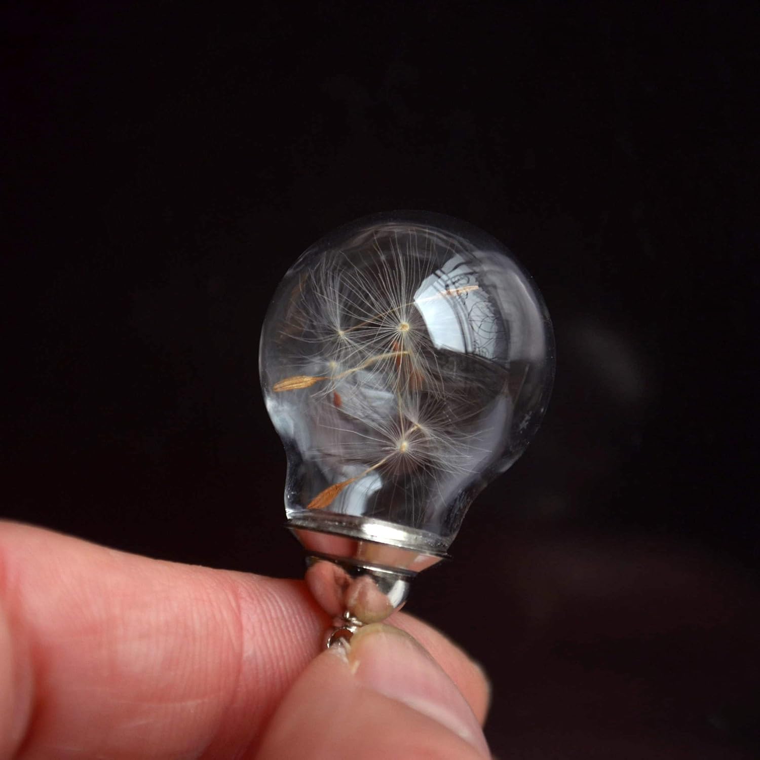 Dandelion Make a Wish Real Flower Openable Glass Cylinder Ball Pendant 925 Sterling Silver Necklace for Women Handmade - Image 4