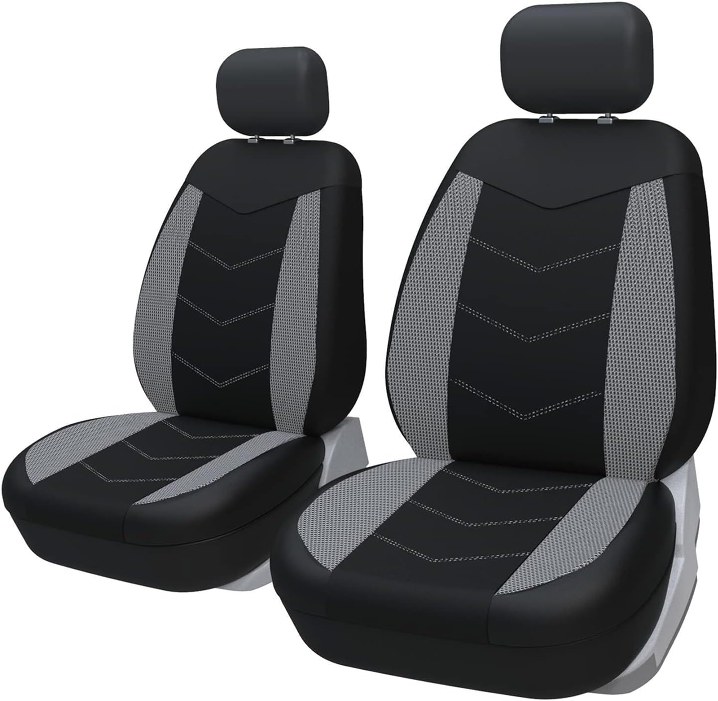 TOYOUN Coprisedili Auto Universale Copri-sedili Auto Anteriore in Tessuto Coprisedili Universali per Guidatore e Passeggero 2 Posti Accessori Interni Auto,Grigio