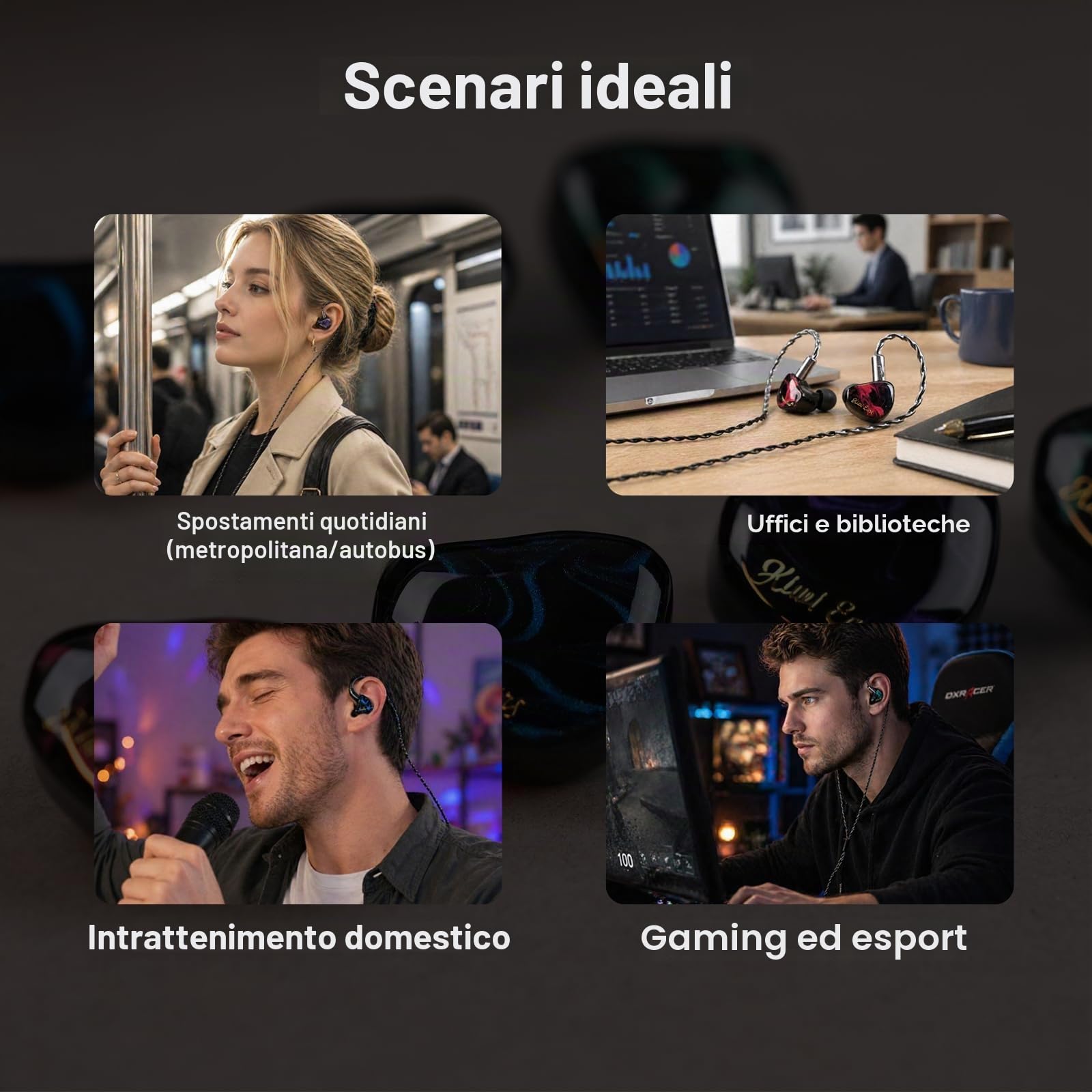 Linsoul Kiwi Ears Cadenza, driver dinamico al berillio da 10 mm, IEM, stampato in 3D, con spina intercambiabile rimovibile, cavo IEM a 2 pin da 3,5 mm, per musicisti e audiofili (Blu)