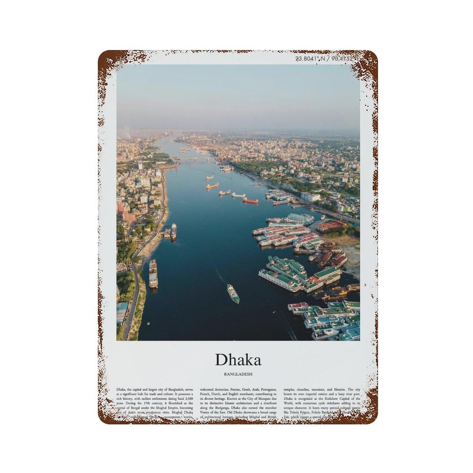 xiaoxiaoshen Dhaka Bangladesh City Scenery Wall Decor Art Metal Tin Poster Modern Home Decor Art Home Bar Shop Decorations Vintage Sign 40x30cm
