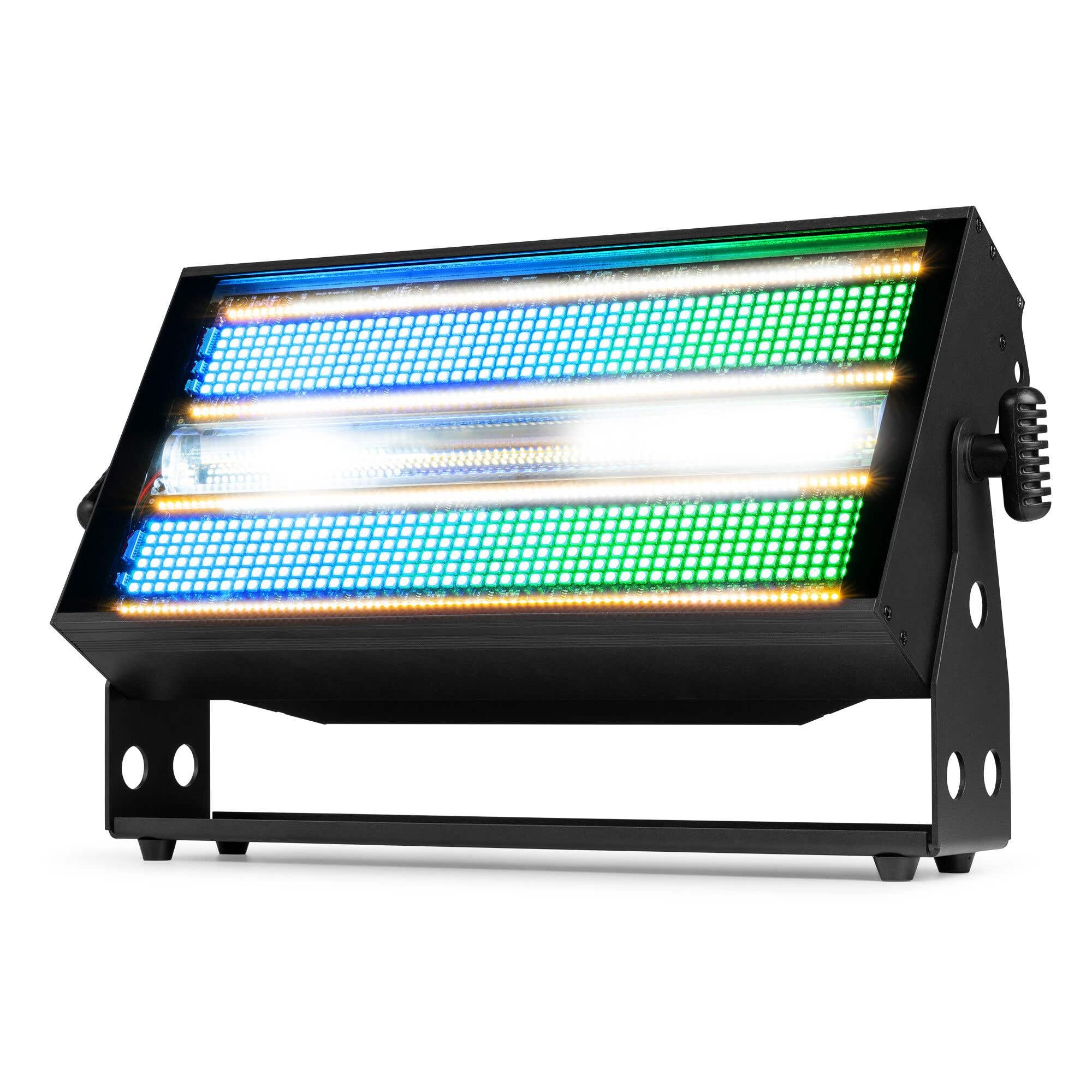 BeamZ BS1200 - Efecto de luces LED 3 en 1 estrobo cegador y wash | 1160 LED SMD RGB y blanco, 20 programas automáticos y por sonido, control DMX maestro/esclavo, para discotecas y clubes