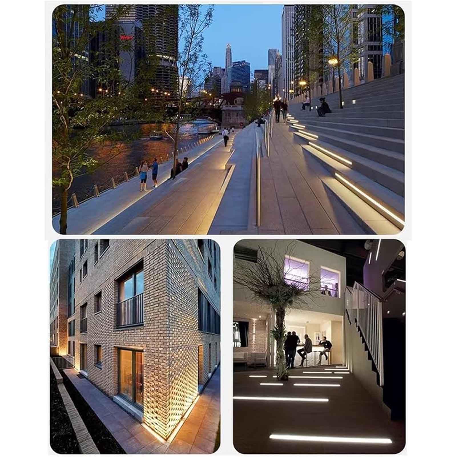 THEGA Luces LED De Paisaje para Suelo - Lámpara Empotrada Rectangular para Exteriores, Foco Empotrable Impermeable IP65, Foco LED De Tira Larga CA 85-265 V, para Terrazas(Red,18W)