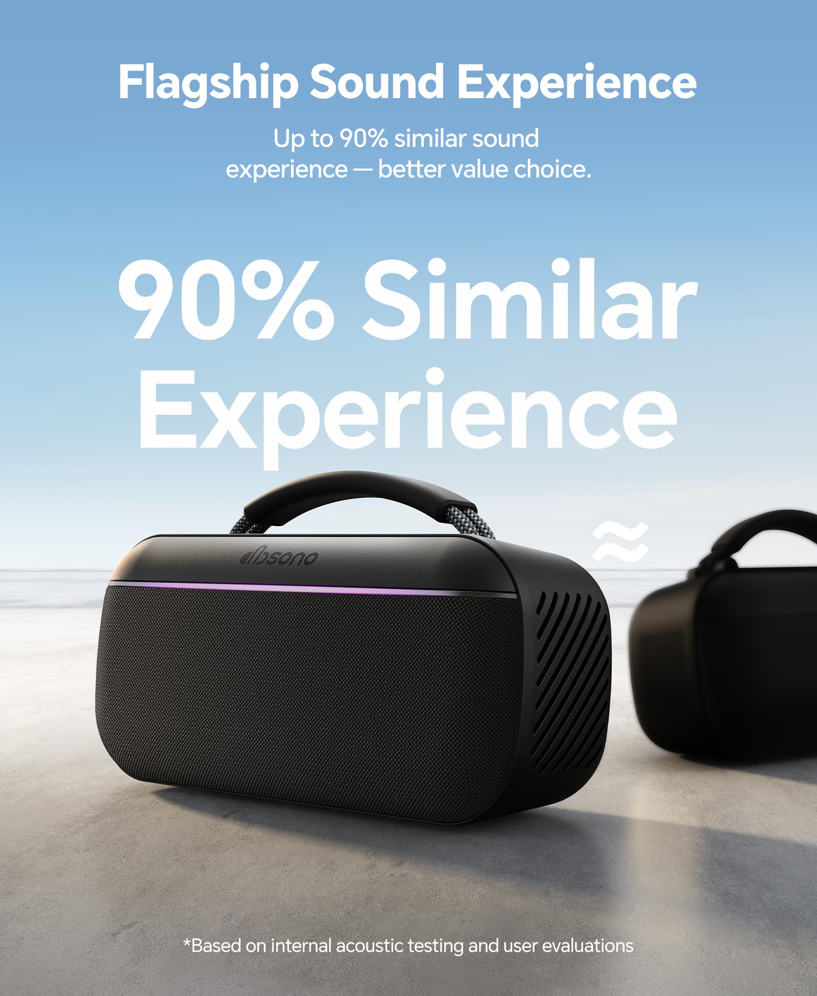 dbsono dbsono Portable Bluetooth Speaker Wireless: 60W SoundPulse 2.0 with BassBoost, Loud Party Speakers, Unlimited Pairing, TWS for Outdoor & Indoor, Beach Vacation Essential, Black in use