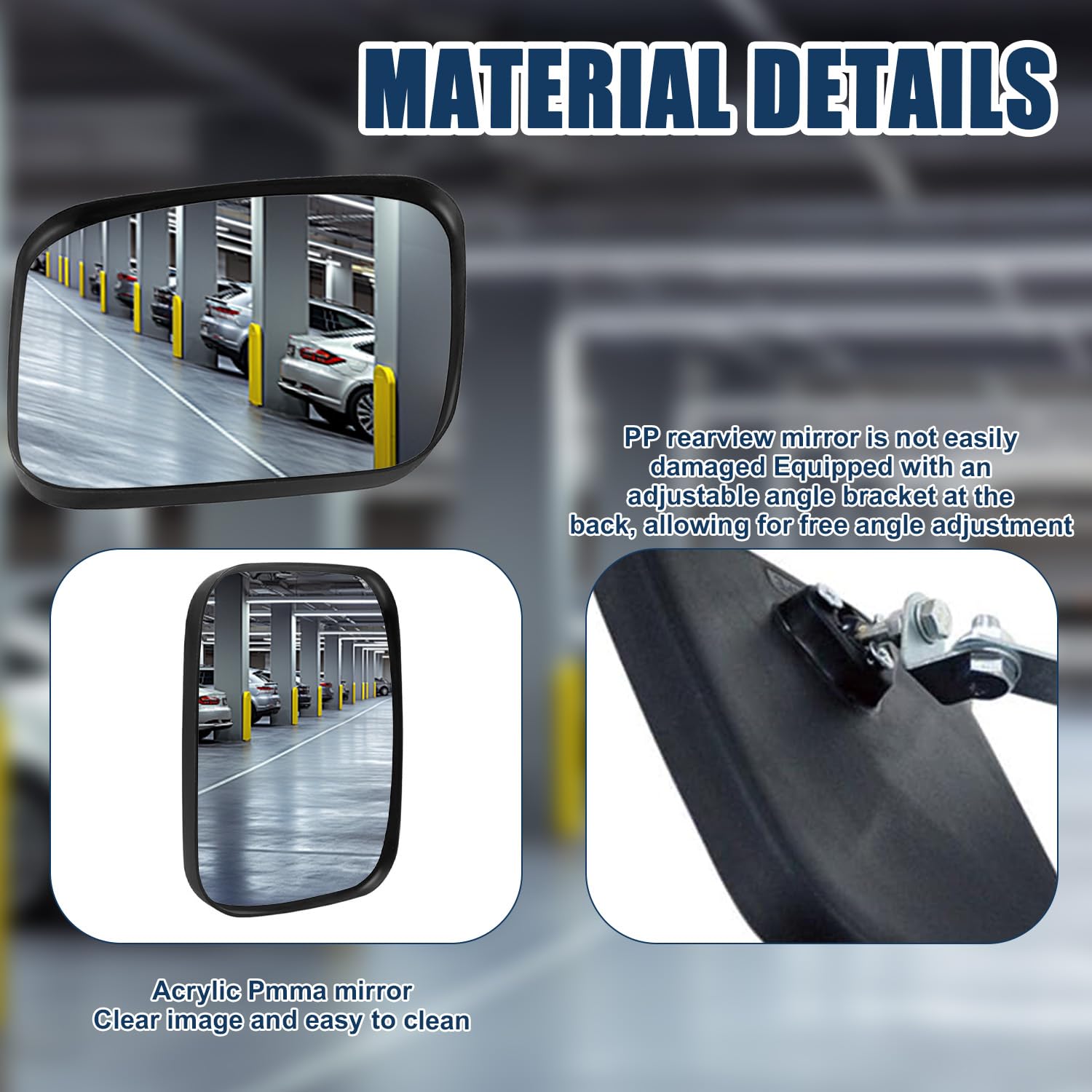 Verkehrsspiegel Viereckig 19 x 16 cm, Konvexspiegel Verstellbarer Weitwinkel Innen Außen, Convex Traffic Mirror Square Sicherheitsspiegel für Garage Ausfahrten Parkplatz Geschäfte Krankenhaus