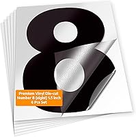 Vista 62 de iSYFIX Calcomanías de vinilo negro con el número 3 (tres), paquete de 6 calcomanías autoadhesivas de 8 pulgadas, calcomanías troqueladas y 3 Negro
