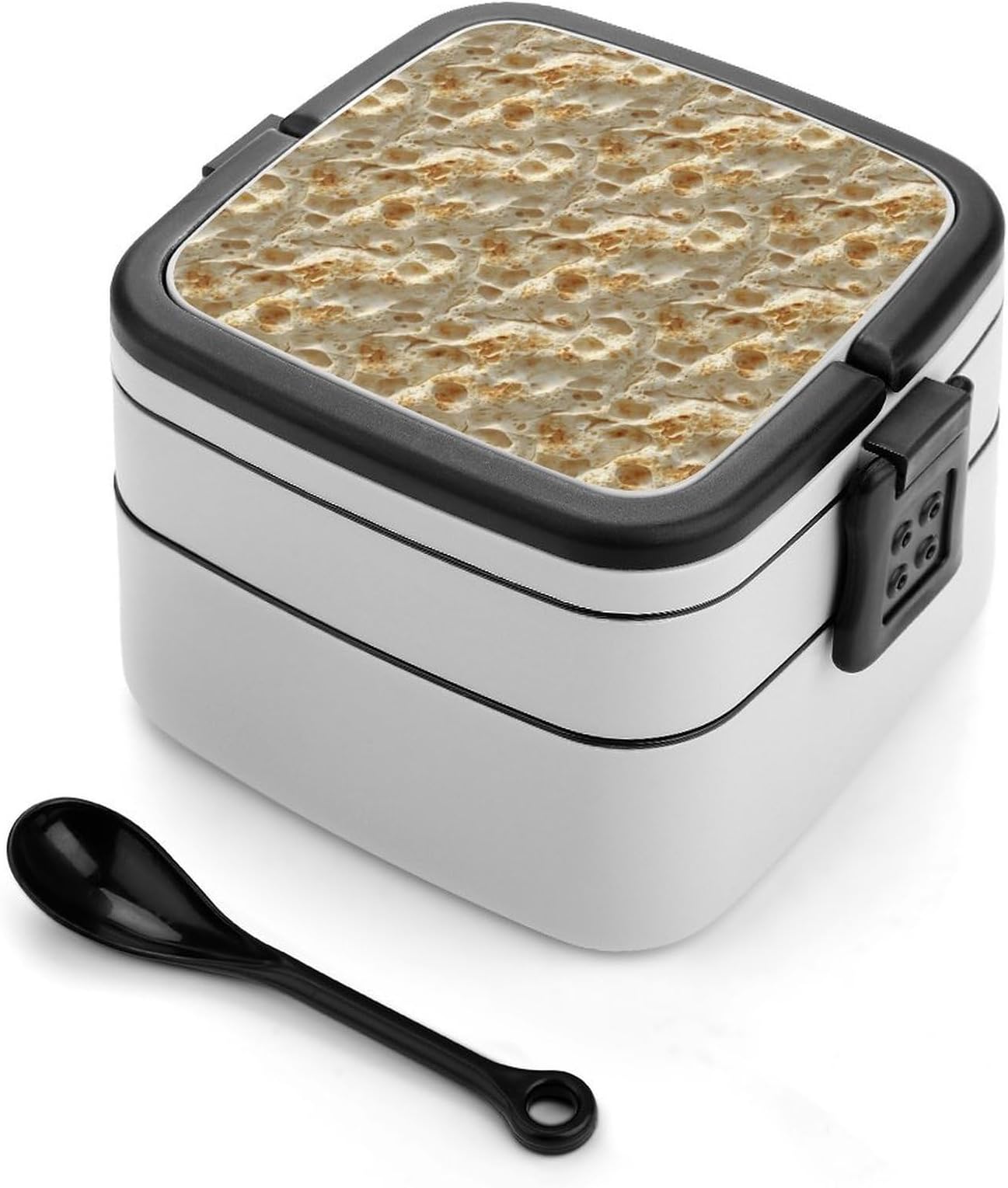 Pancake Pattern Print Bento Box, Small Salad Container for Lunch, Cute Lunch Box Containers for Adults Women Men, Reusable Double Lunchable Stackable