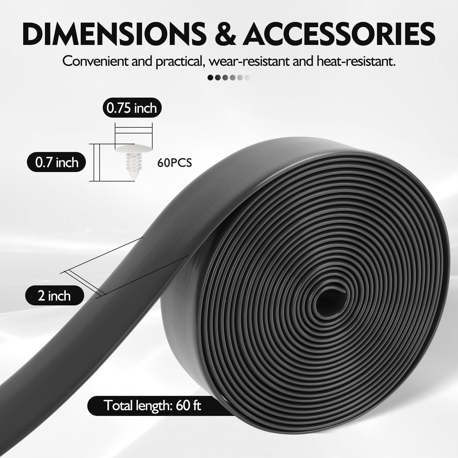 LukLoy Sangles de rechange en vinyle pour chaises de patio, 60 rivets, 5,1 cm de large, 18,3 m de long, noir