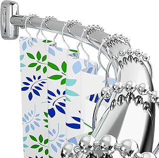 Curved Shower Curtain Rod, 45-72 Inches Adjustable Curved Shower Rod, Rustproof Round Never Fall Shower Rods for Bathroom, Telescoping Design, Need to Drill, Silver