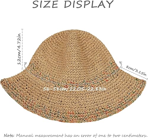 Miniatura 6 de Sombrero de paja para mujer, sombrero de playa plegable, sombrero de ala ancha
