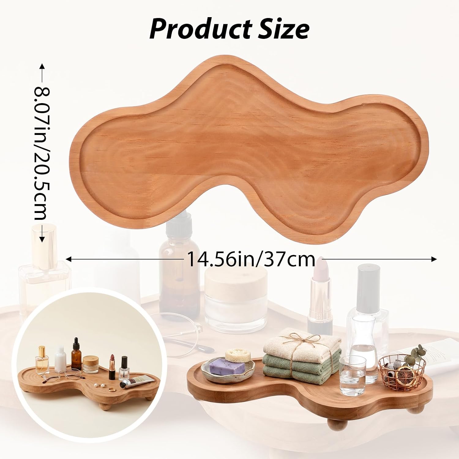 2 Pcs Cloud Perfume Tray, Wood Tray for Jewelry & Rings, Decorative Trinket Dish for Dresser, Aesthetic Wood Cloud Trays for Home Decor, Housewarming Gift (Brown)