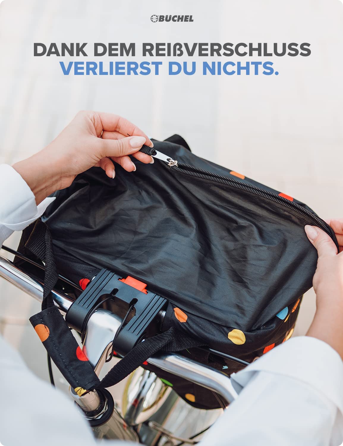 BÜCHEL Fahrradkorb vorne | Einkaufs-Tasche I Faltbar I Fahrrad Korb für vorne mit Express-Halterung für schnelles An- und Abnehmen. I fahrradkorb vorn, fahrradkörbe Fahrradtasche, Fahrrad Zubehör
