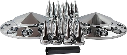 Miniatura 2 de Kits de cubierta de eje delantero de plástico ABS cromado con tapas de tuerca roscada de 1.299 in para semirremolques en pares (espigas)