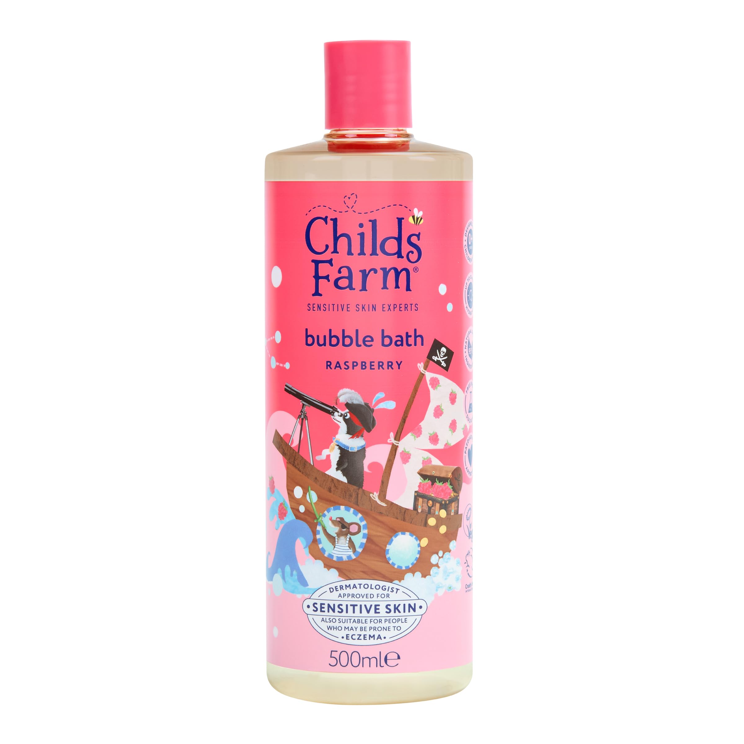 Childs Farm Kids Bubble Bath, Raspberry | Gently Cleanses & Soothes | Suitable for Dry, Sensitive Skin, 500ml