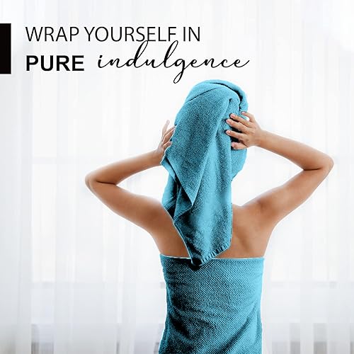 Miniatura 5 de KAHAF COLLECTION Paquete de 6 toallas de baño 100 % algodón, de 24 x 48 pulgadas, de secado rápido, altamente absorbentes, suaves al tacto,