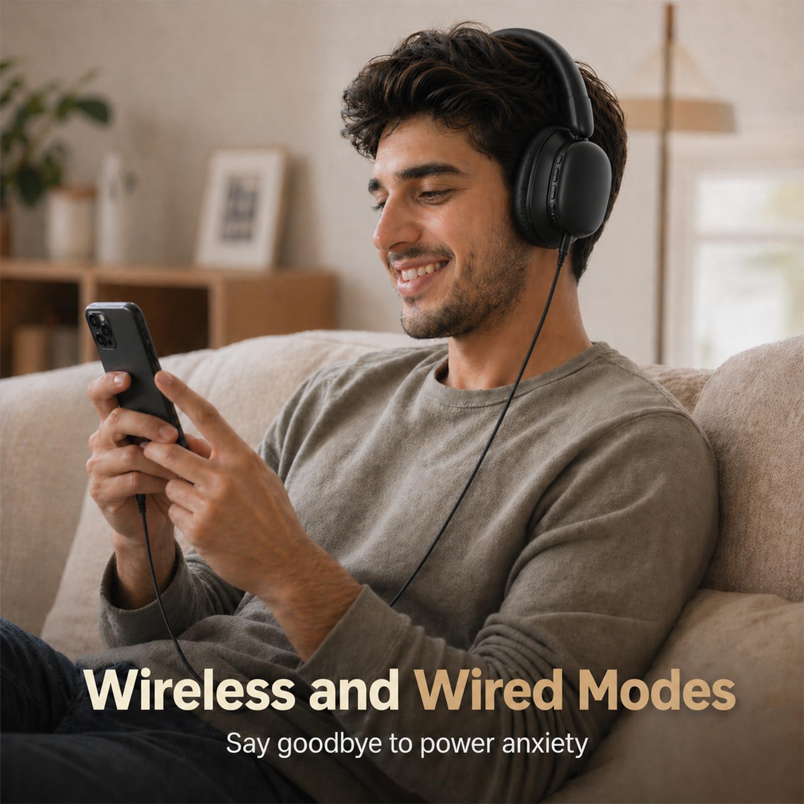 TIMU Cuffie Bluetooth Over Ear, Cuffie Wireless Bluetooth 5.4, 100 Ore di Autonomia, Audio Alta Risoluzione, 3 Modalità EQ, Pieghevoli con Microfono per Viaggi/Ufficio/PC
