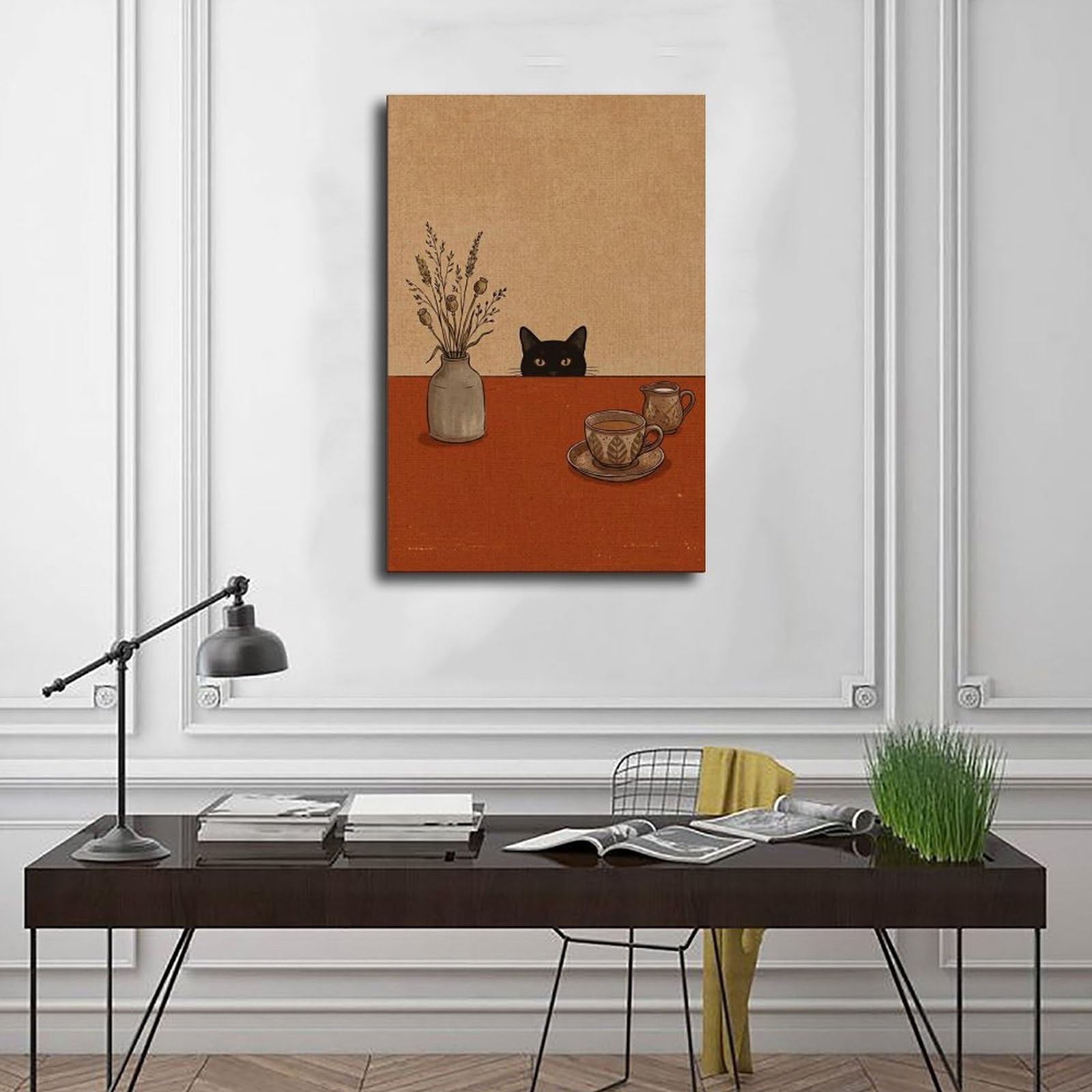 Sneaky Black Cat – accogliente decorazione per cucina a tema caffè poster decorazione camera da letto paesaggio ufficio camera da letto decorazione regalo 61 cm L x 91,4 cm W