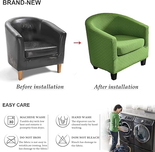 Miniatura 7 de Eco-Ancheng Funda elástica para silla de club, 2 piezas, estampada, funda elástica para sillón, funda de sofá, protector de muebles para sala de