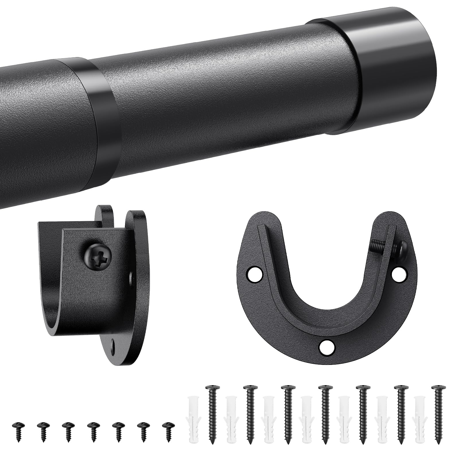 Supforce Asta Armadio Estensibile 43-135 CM, Barra Appendiabiti per Armadio, Guardaroba, Lavanderie, Camper, Nero, Metallo