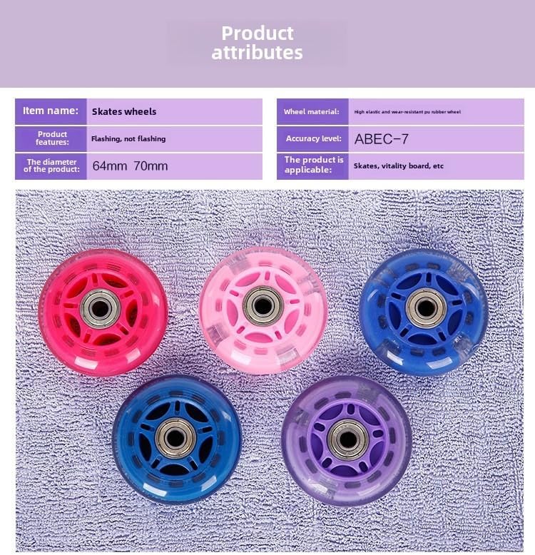 8 Pack 82A Indoor Outdoor 64mm 68mm 70mm 72mm 76mm 80mm Inline Skate Replacement Wheels Roller Skating Wheels with Bearings for Training (Pink,76mm)