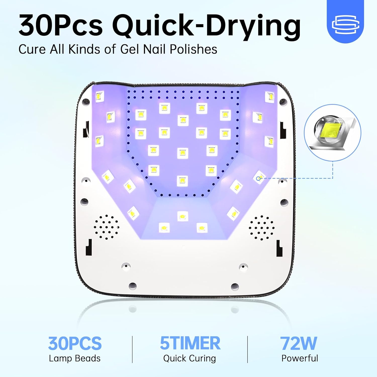 UV LED Nail Lamp 72W Rechargeable Sparkly Nail Dryer Gel Polish Light with 5 Timer Setting & Handheld UV Nail Lamp, Portable LED Nail Lamp, Mini Nail Dryer