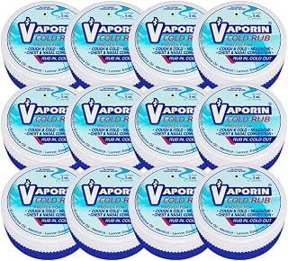 Vaporin Cold Rub 5mL (Pack of 12) | Strong Relief for Cough, Cold, Nasal Congestion, Headache, Runny Nose, Chest Tightnes... Price In India