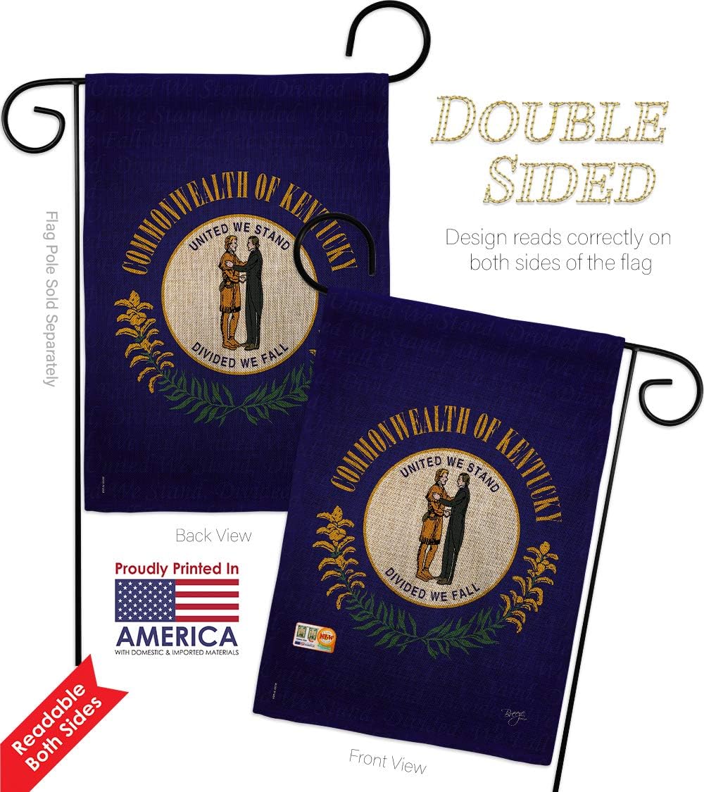 Kentucky Burlap Garden Flag Americana States USA American Territories Republic Country Particular Area Small Decorative Gift Yard House Banner Double-Sided Made In 13 X 18.5