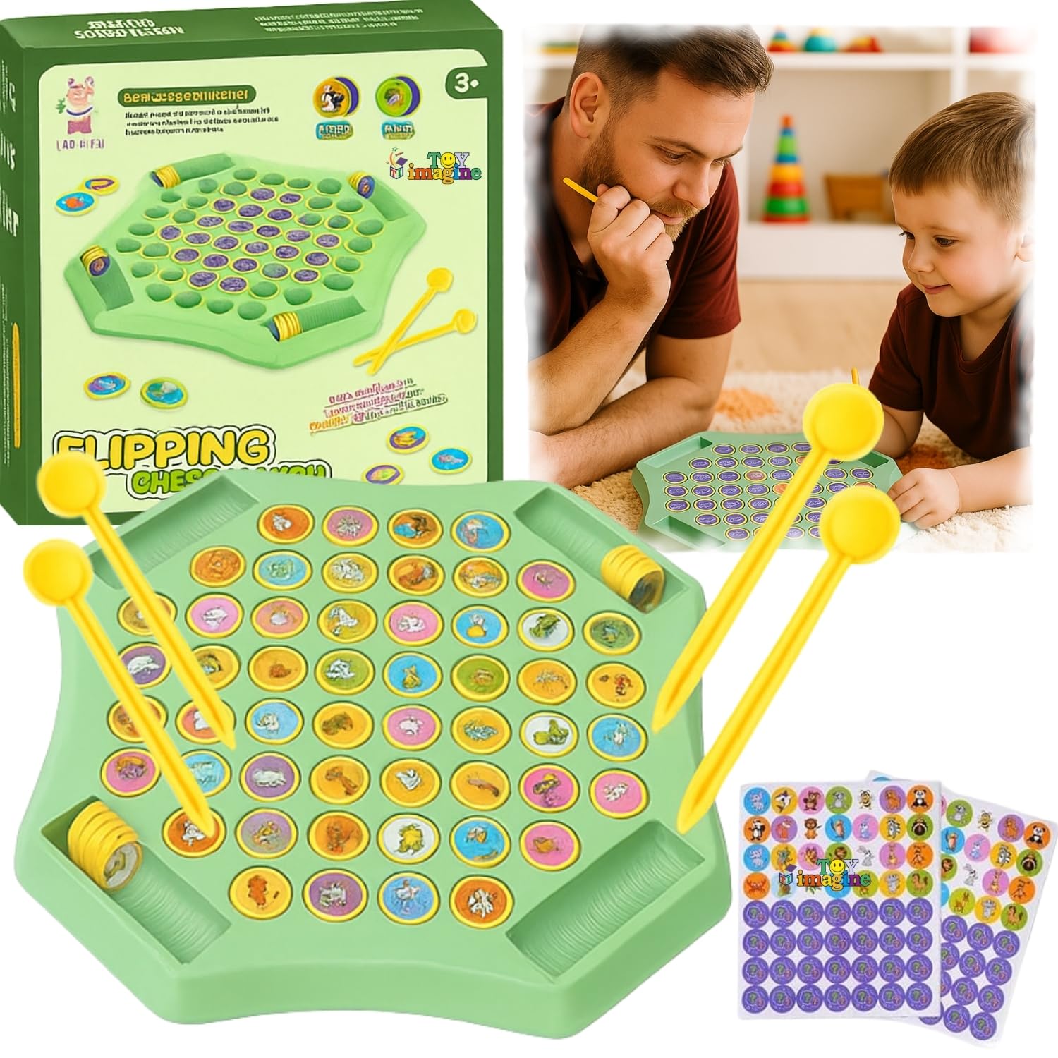 Toy Imagine Animal Memory Flip Chess Game | Montessori Matching Board Games with Animal & Fruit Tokens | Educational Brain Teaser Development Activities for Kids & Families-picture-18