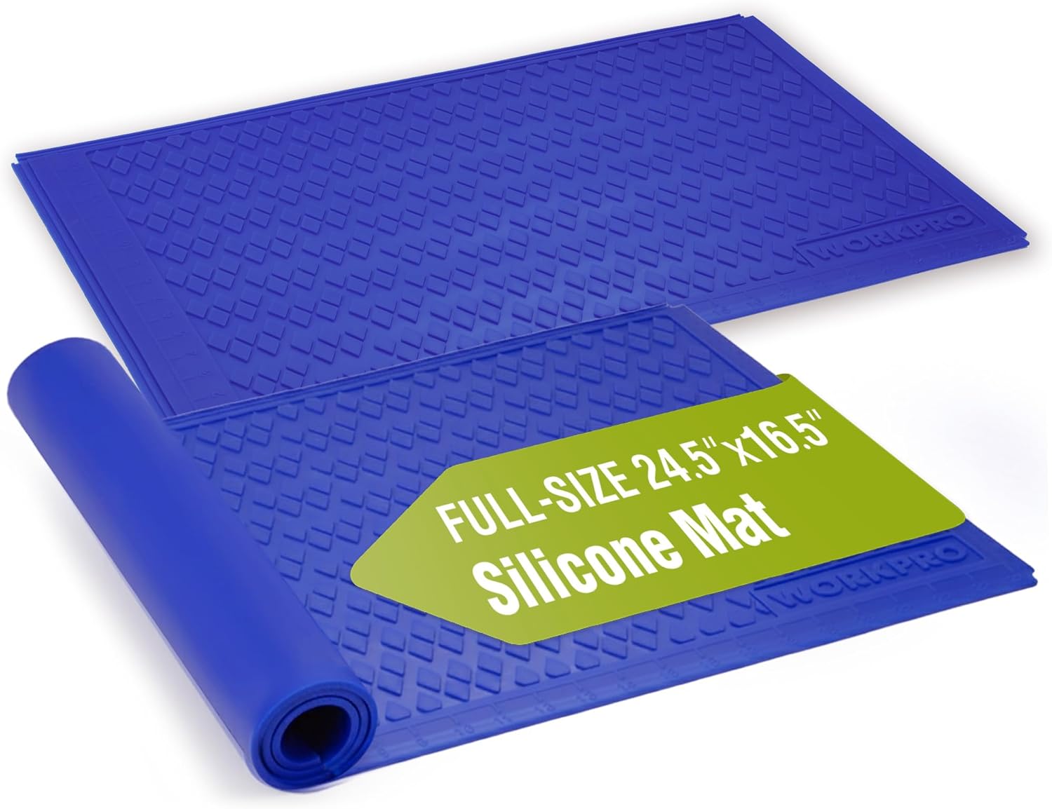 WORKPRO Silicone Glue Mat 2-Pack, Non-Stick Heat-Resistant Silicone Pad with Built-in Measurement Grid, Anti-Slip & Durable Surface for Resin, Epoxy, DIY, Crafts, Woodworking, Garage & Workshop