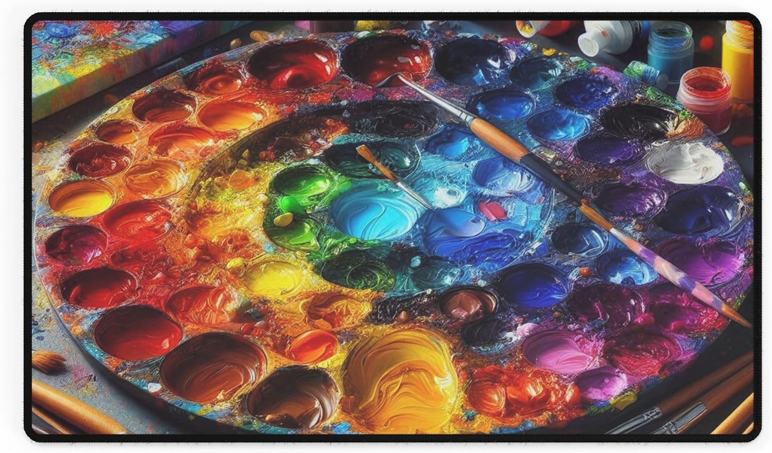 Premium Acrylic Rainbow Paint Tray Desk Mat - Vibrant Colors for Artistic Workspaces