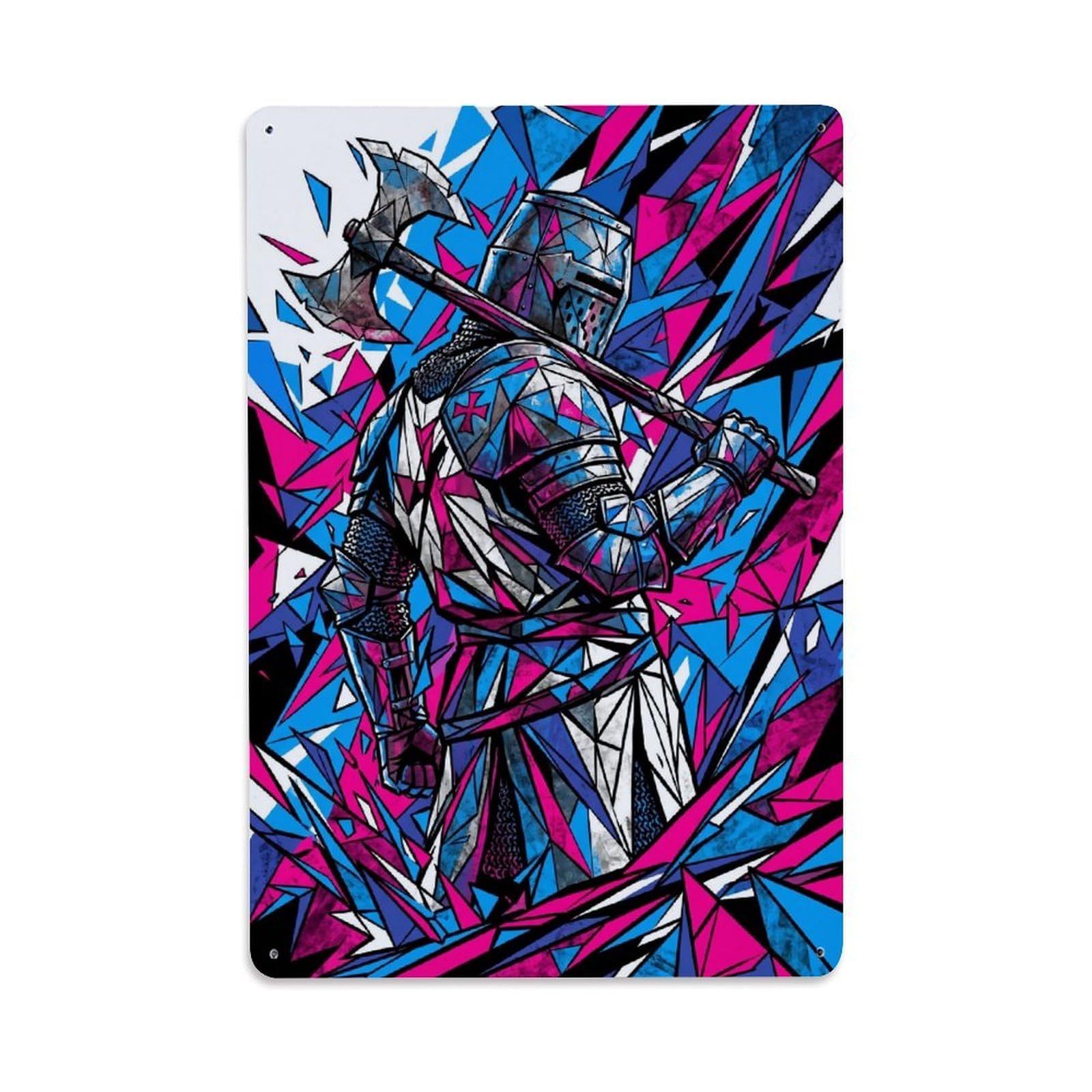 Olhnbad Style Medieval Armour Shield Advance Knight Templar Geometric Metal Tin Sign